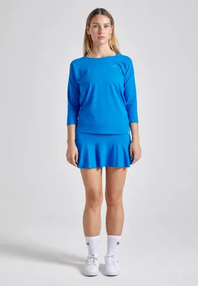 Tennis 3/4 loose fit shirt, cyan blue